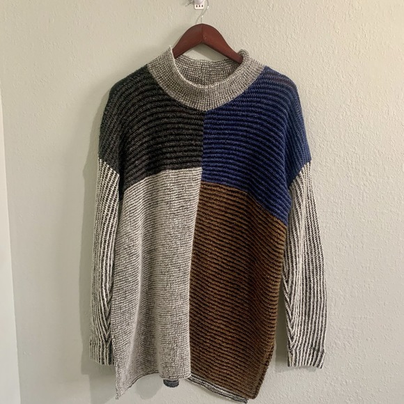 Uterqüe Oversized Colorblock Knit Sweater-Made In Iceland- Loose Gauge Laganlook - Picture 4 of 15
